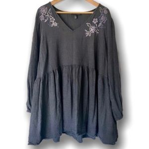 SOLD Lane Bryant Embroidered Floral Gathered Waist Top